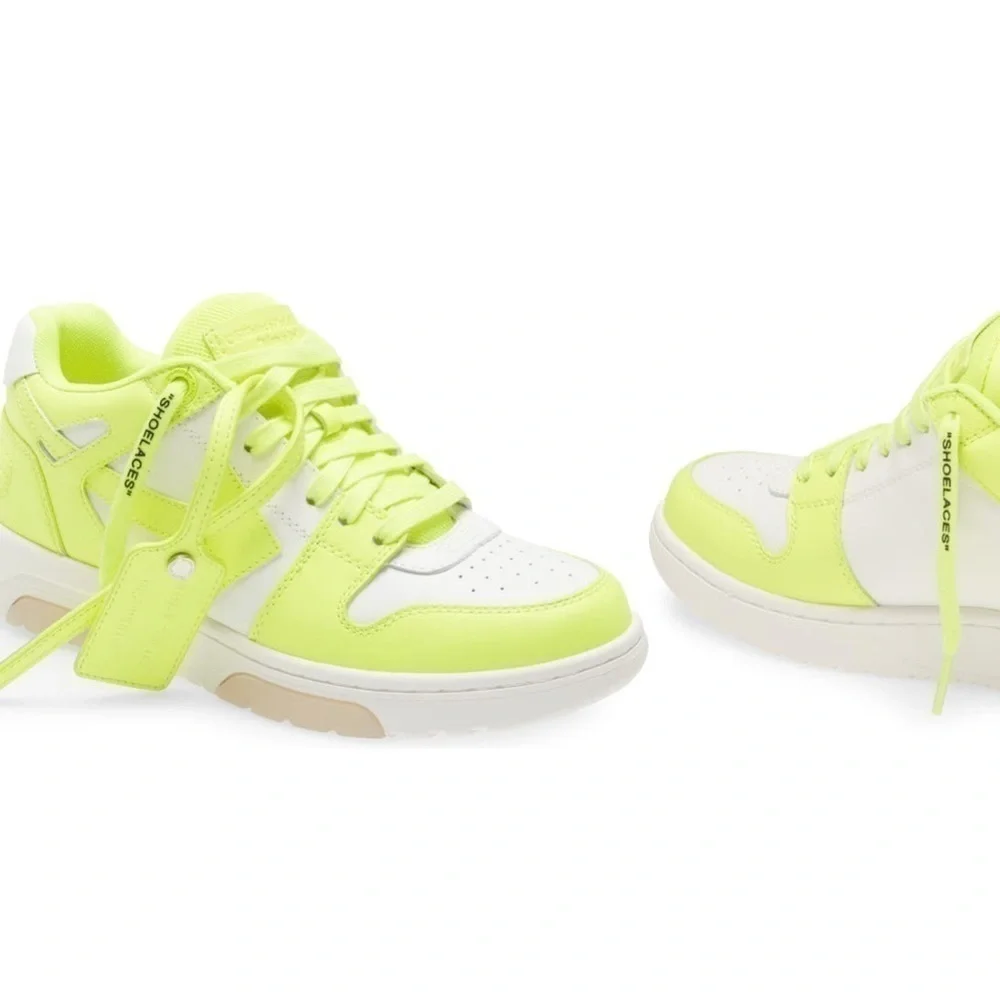 New Off-White Out Of Office Lemon/White Leather Sneakers Size 38 - Picture 14 of 14
